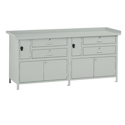 [99096] Banco da lavoro con 4 cassetti e 2 vani 200x67x90cm grigio