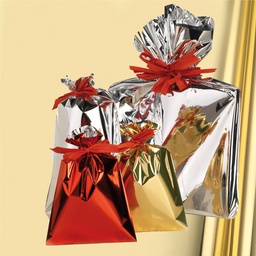 [99285] 25 buste regalo ppl metal lucido 50x75cm oro senza patella adesiva