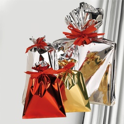[99287] 25 buste regalo ppl metal lucido 50x75cm argento senza patella adesiva