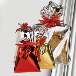 [99287] 25 buste regalo ppl metal lucido 50x75cm argento senza patella adesiva