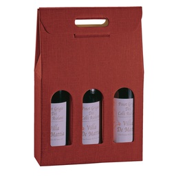 [99301] Scatola 3 bottiglie 270x90x385mm Seta bordeaux Scotton
