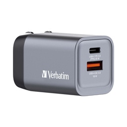 [VERB32200] Adattatore da viaggio GNC-35- 1x USB-C PD 35W, 1x USB-A QC 3.0-35W-Verbatim