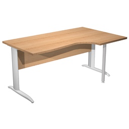 [100842] Scrivania Compact Destro 160x60/80/100cm FAGGIO/GRIGIO ALL. Easy