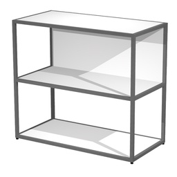 [100953] LIBRERIA bassa a giorno 90x44cm - H80cm BIANCO - gamba antracite ESSENCE