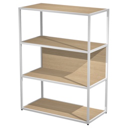 [100963] LIBRERIA media a giorno 90x44cm - H119cm ROVERE - gamba BIANCO ESSENCE