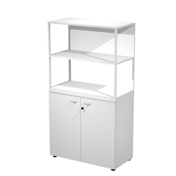 [100976] LIBRERIA media metal + arm. basso bianco/bianco/bianco/str.bianca ESSENCE