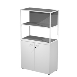 [100978] LIBRERIA media metal + arm. basso bianco/bianco/antrac./str.bianca ESSENCE