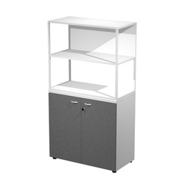 [100979] LIBRERIA media metal + arm. basso bianco/antracite/bianco/str.bianco ESSENCE