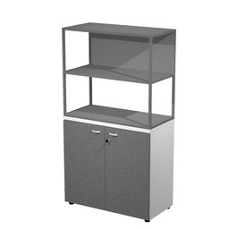 [100980] LIBRERIA media metal + arm. basso bianco/antracite/antracite/str.antrac ESSENCE