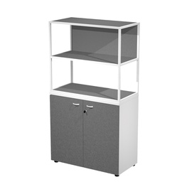 [100981] LIBRERIA media metal + arm. basso bianco/antracite/antracite/str.bianco ESSENCE