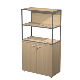 [100982] LIBRERIA media metal + arm. basso rovere/rovere/rovere/str.antracite ESSENCE