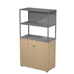 [100984] LIBRERIA media metal + arm. basso rovere/rovere/antracite/str.antracite ESSENCE
