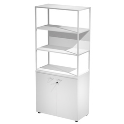 [100991] LIBRERIA alta metal + arm. basso bianco/bianco/bianco/str.bianca ESSENCE