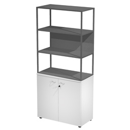 [100992] LIBRERIA alta metal + arm. basso bianco/bianco/antracite/str.antracite ESSENCE
