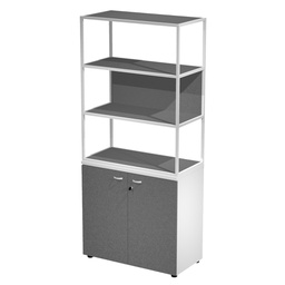 [100993] LIBRERIA alta metal + arm. basso bianco/bianco/antracite/str.bianco ESSENCE