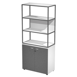 [100994] LIBRERIA alta metal + arm. basso bianco/antracite/bianco/str.antracite ESSENCE