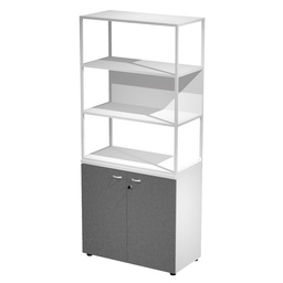 [100995] LIBRERIA alta metal + arm. basso bianco/antracite/bianco/str.bianco ESSENCE