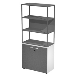 [100996] LIBRERIA alta metal + arm. basso bianco/antracite/antracite/str.antrac. ESSENCE