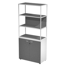 [100997] LIBRERIA alta metal + arm. basso bianco/antracite/antracite/str.bianco ESSENCE