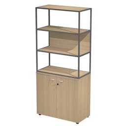 [100998] LIBRERIA alta metal + arm. basso rovere/rovere/rovere/str.antracite ESSENCE