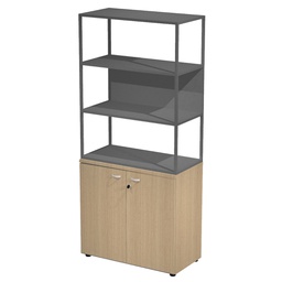 [101000] LIBRERIA alta metal + arm. basso rovere/rovere/antracite/str.antracite ESSENCE