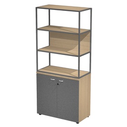 [101002] LIBRERIA alta metal + arm. basso rovere/antracite/rovere/str.antracite ESSENCE