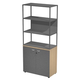 [101004] LIBRERIA alta metal + arm. basso rovere/antracite/antracite/str.antrac. ESSENCE