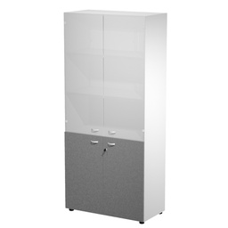 [101020] Armadio alto ante sup. vetro+ante inf. melam. bianco/ante antracite ESSENCE