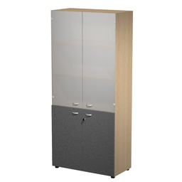 [101021] Armadio alto ante sup. vetro+ante inf. melam. rovere/ante antracite ESSENCE