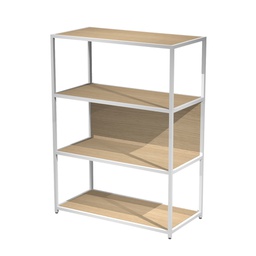 [101048] LIBRERIA 4 ripiani 90x44H122cm con struttura metal BIANCO - ROVERE Modular