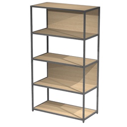 [101051] LIBRERIA 5 ripiani 90x44H161cm con struttura metal ANTRACITE - ROVERE Modular