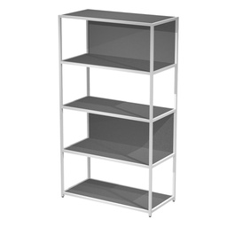 [101055] LIBRERIA 5 ripiani 90x44H161cm con struttura metal BIANCO - ANTRACITE Modular