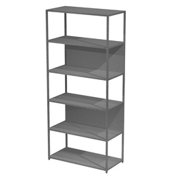 [101058] LIBRERIA 6 ripiani 90x44H200cm con struttura metal ANTRAC.- ANTRACITE Modular