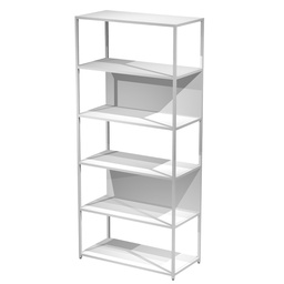[101059] LIBRERIA 6 ripiani 90x44H200cm con struttura metal BIANCO - BIANCO Modular