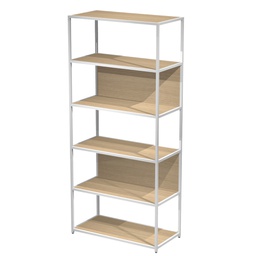 [101060] LIBRERIA 6 ripiani 90x44H200cm con struttura metal BIANCO - ROVERE Modular