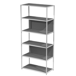 [101061] LIBRERIA 6 ripiani 90x44H200cm con struttura metal BIANCO - ANTRACITE Modular