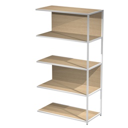 [101072] MODULO AGGIUNTIVO libreria Modular 90x44H161cm con struttura BIANCO - ROVERE