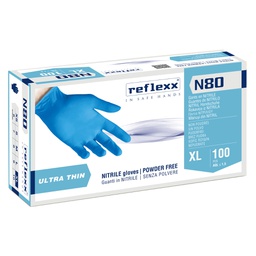 [101272] Conf 100 Guanti in nitrile ultrasottili N80B taglia XL azzurro Reflexx