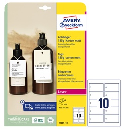[101298] Cartellini micro-perforato stampabili bianchi 90x50mm 10fg (10 cart/fg Avery