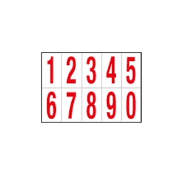 [101817] Foglio con 10 numeri autoadesivi da 0 a 9 rosso/bianco 56x99mm