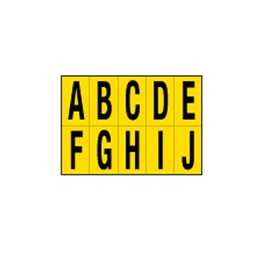 [101823] Foglio con 10 lettere autoadesivi da A a J nero/giallo 56x99mm