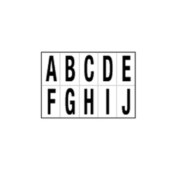 [101829] Foglio con 10 lettere autoadesive da A a J nero/bianco 56x99mm