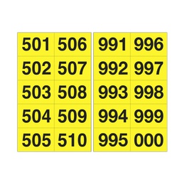 [101843] Kit numeri adesivi da 501-999 nero/giallo 45 x 24mm