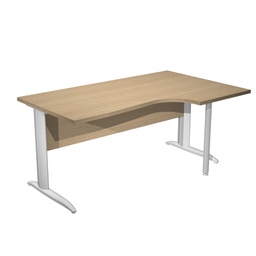 [94072] Scrivania Compact Destro 160x80/100cm rovere fianchi vern. grigio all. Easy