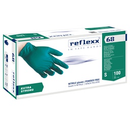 [99249] Conf 100 Guanti in nitrile s/polvere R68 taglia S verde Reflexx