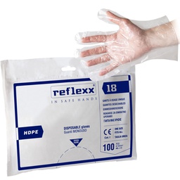 [99345] Conf 100 Guanti HDPE R18 taglia unica trasparente Reflexx