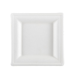 [100110] 50 Piatti quadrati monouso in canna da zucchero 16x16cm bianco Signor Bio