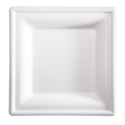 [100111] 50 Piatti quadrati monouso in canna da zucchero 20x20cm bianco Signor Bio