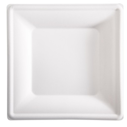 [100112] 50 Piatti quadrati monouso in canna da zucchero 26x26cm bianco Signor Bio