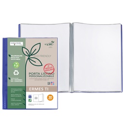[100137] Portalistini personalizzabile Ermes TI in PP riciclato 20 buste blu Sei rota